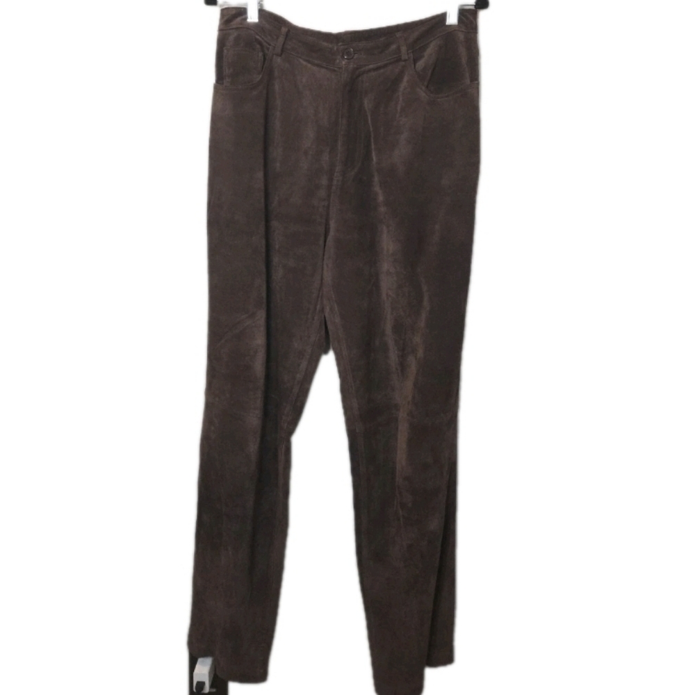 Vintage Brandon Thomas Dark Chocolate Brown Suede Pants Sz 10 31x31.5